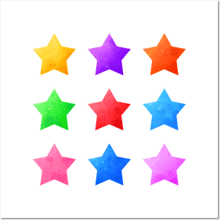 Colorful Watercolor Stars Pack Posters and Art